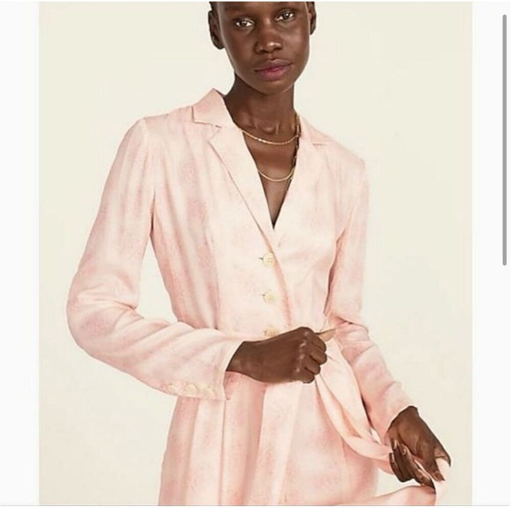 J. Crew Pink Paisley Tuxedo Cupro Blend Jumpsuit Sz 10 NWT